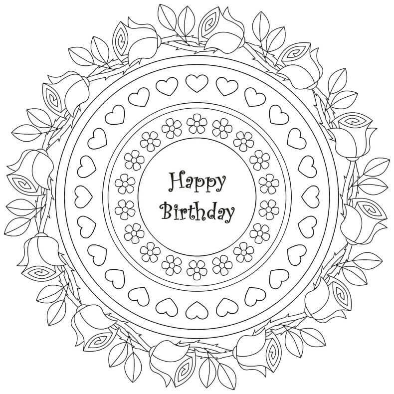 free printable coloring pages for adults happy birthday
