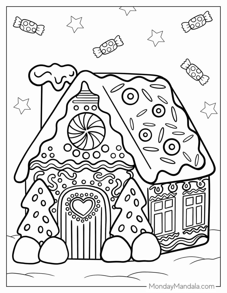 26 Gingerbread House Coloring Pages Free PDF Printables In 2024