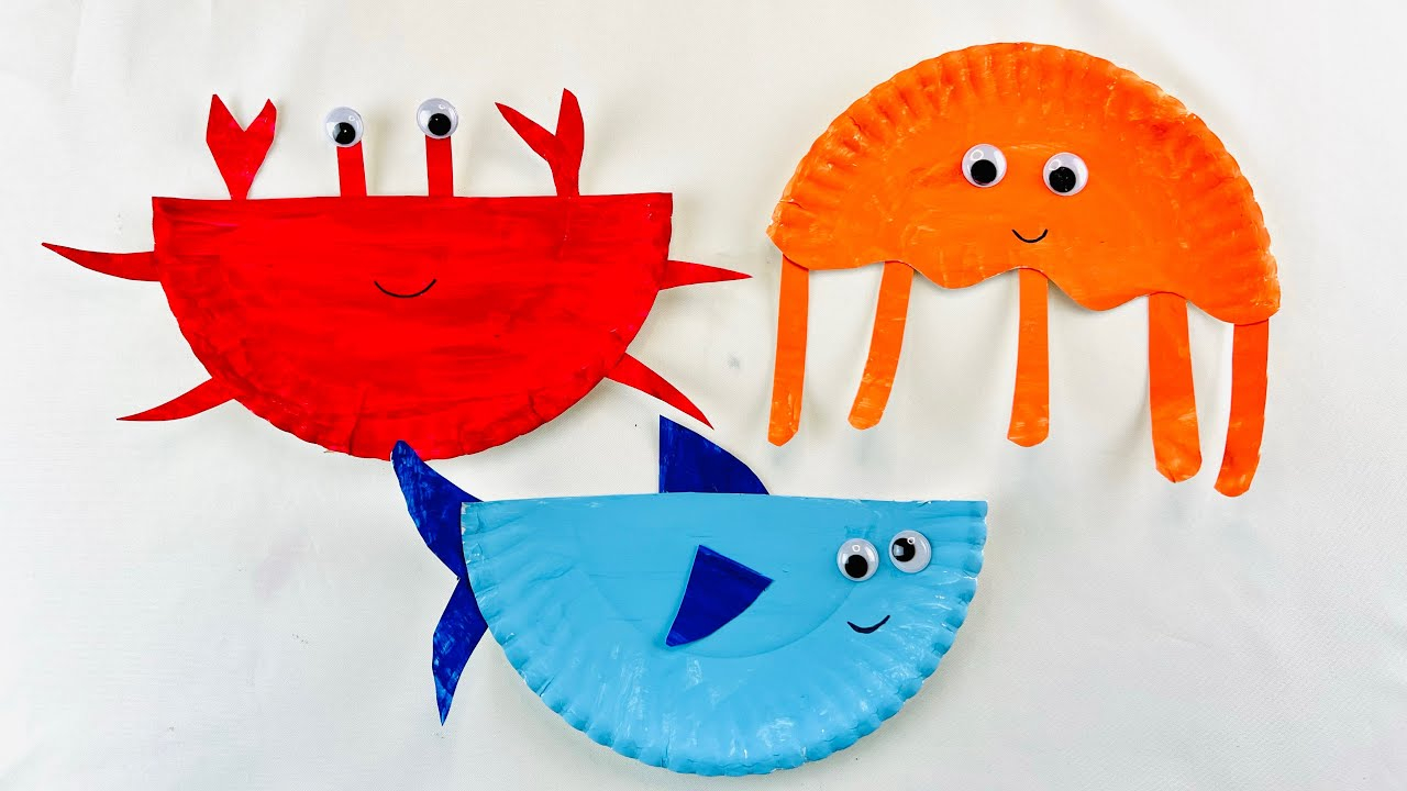 3 Easy Paper Plate Ocean Themed Crafts For Kids Crab Shark Jelly 