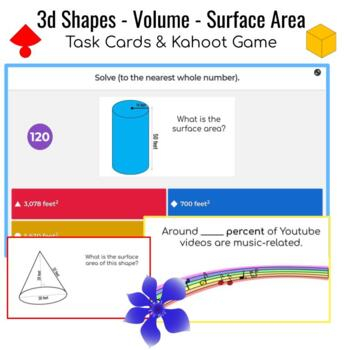 3d Shapes Volume Surface Area Digital Printable Task Cards Kahoot 