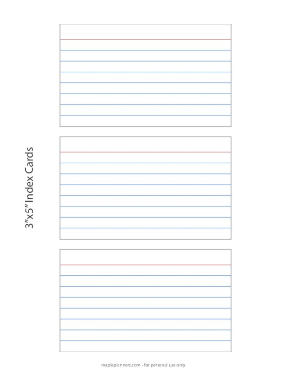 3x5 Inch Printable Index Cards Template