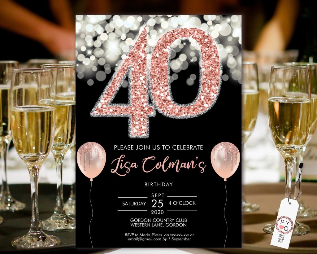 40th Birthday Invitation Templates