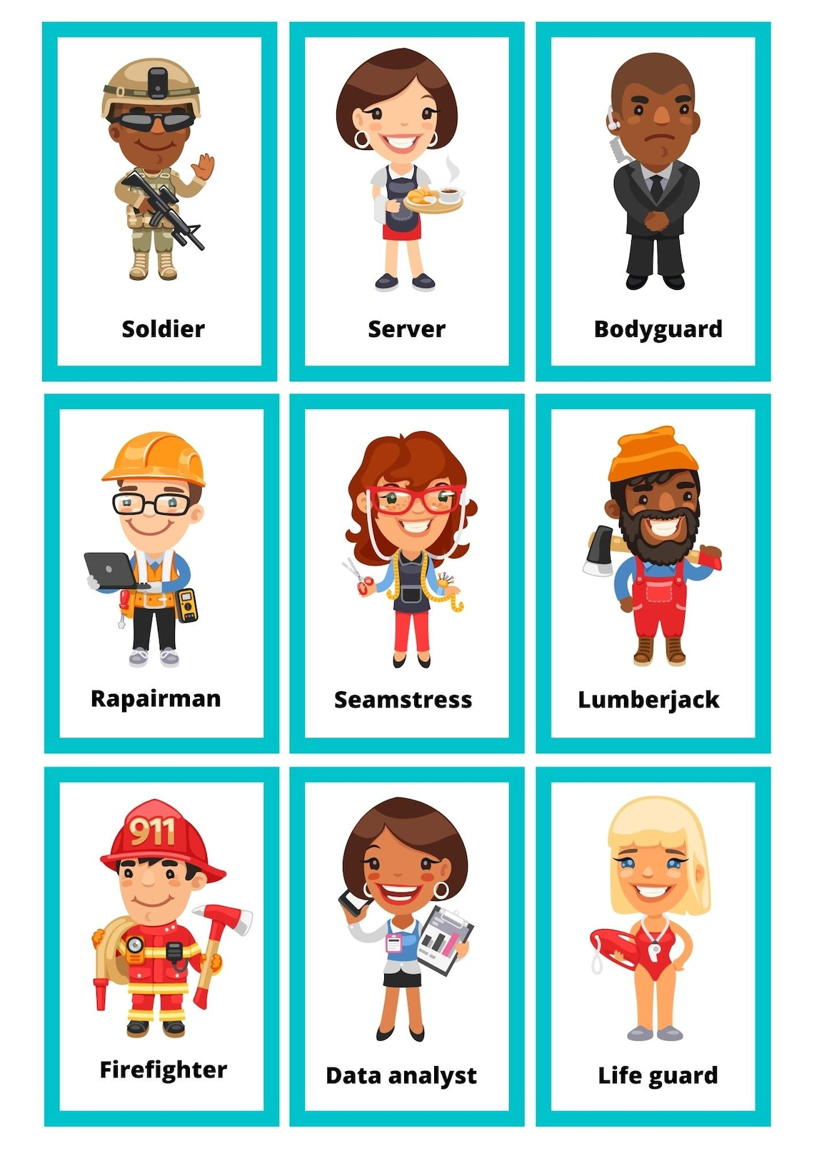 45 Printable Jobs Flashcards PROFESSIONS Jobs Montessori Etsy