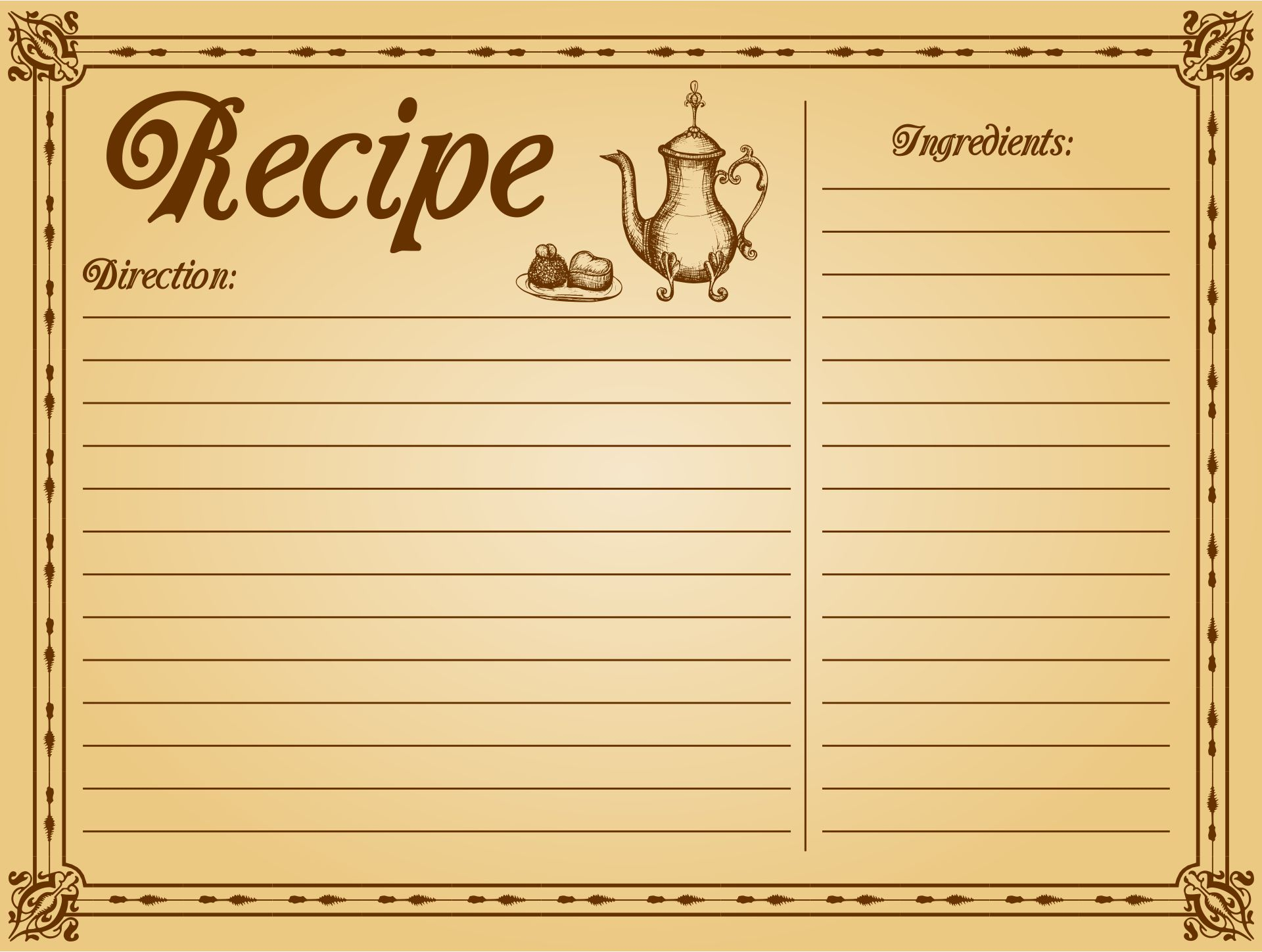 4x6 Printable Recipe Cards Printable Word Searches