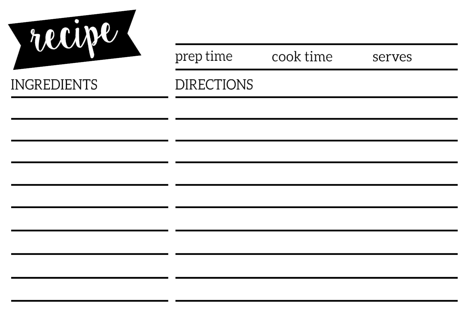 4X6 Printable Recipe Cards