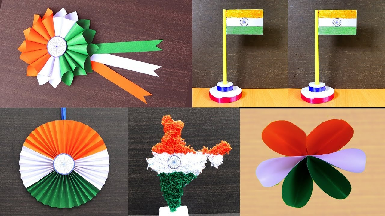 5 Independence Day Crafts For Kids DIY Tricolour Map Paper Flower 