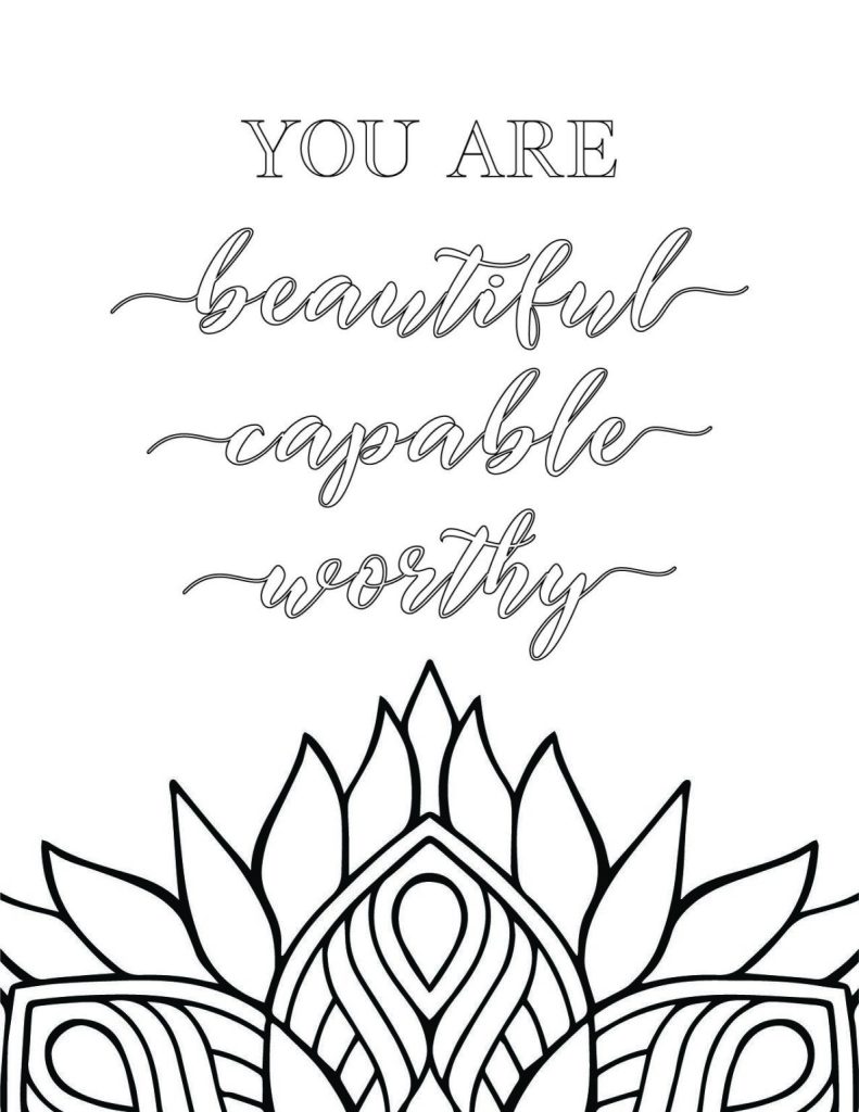 50 Best Printable Inspirational Quote Coloring Pages