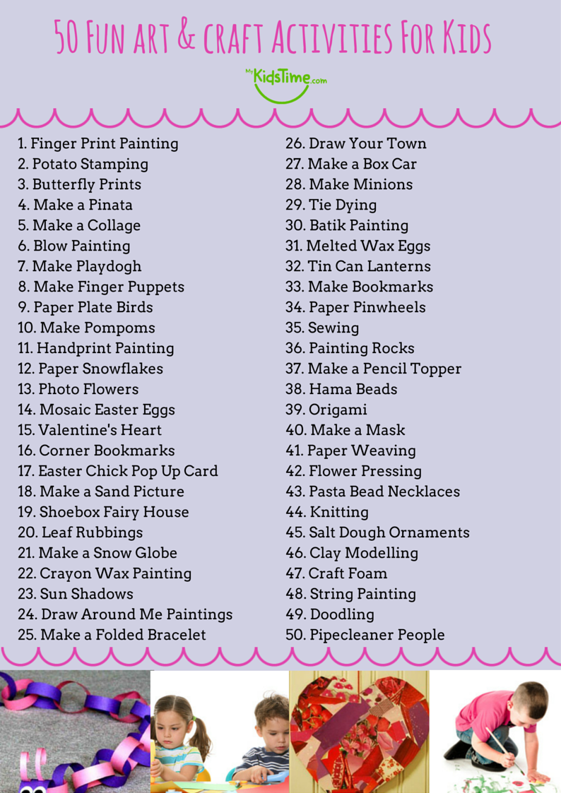 50 Fun Ideas For Art Crafts For Kids Checklist