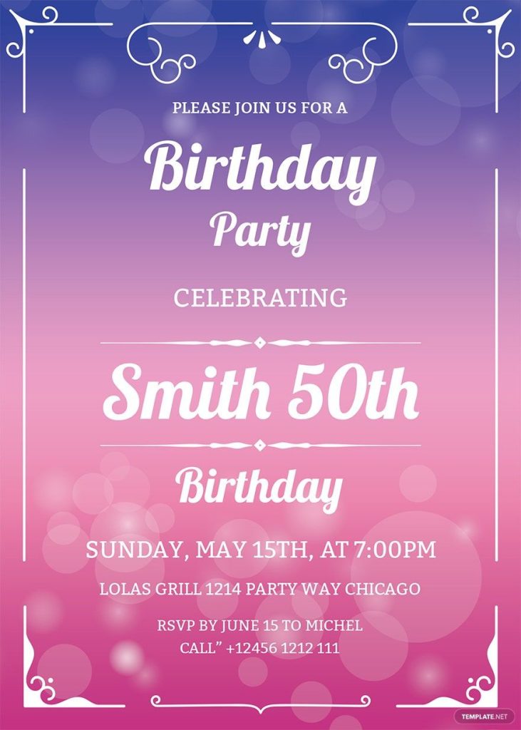 50th Birthday Invitation Template Download In Word Illustrator PSD