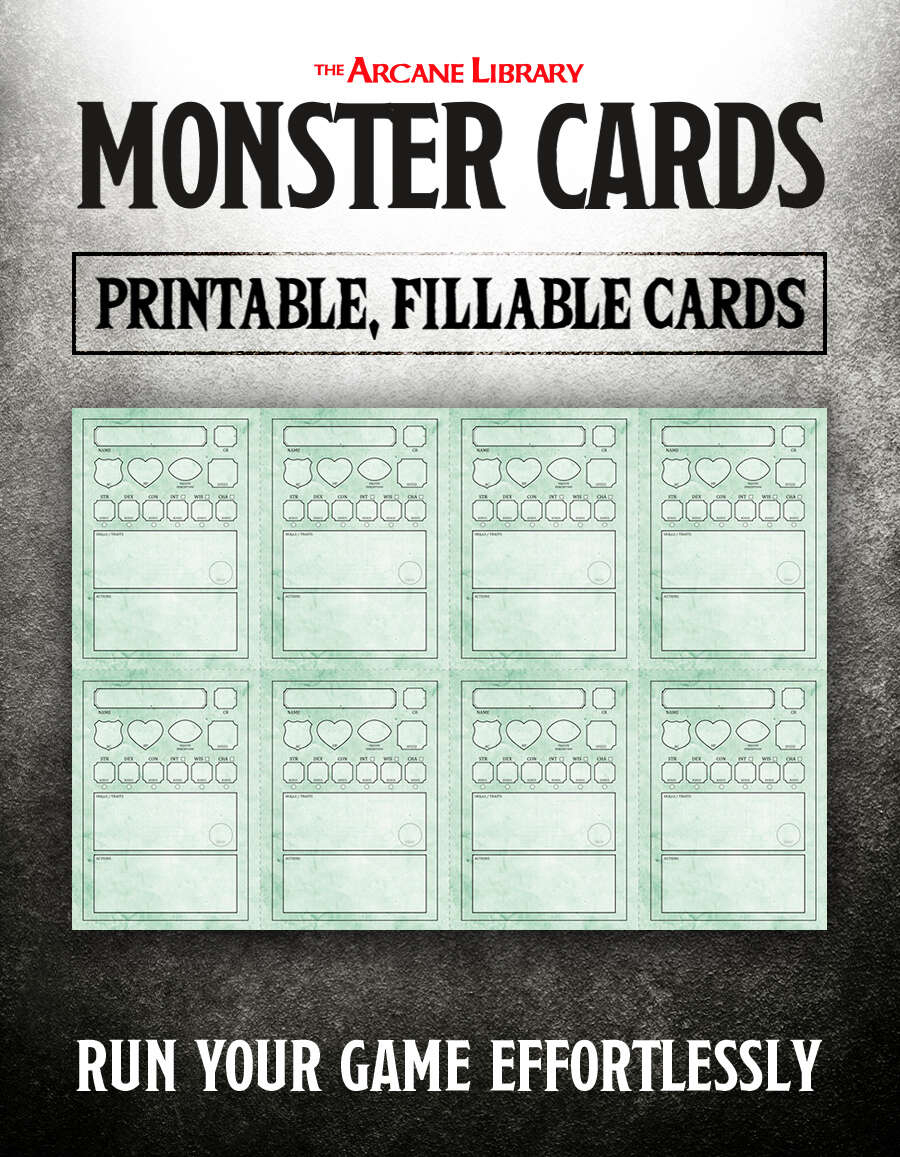 5e Form Fillable Monster Cards Template Printable Forms Free Online