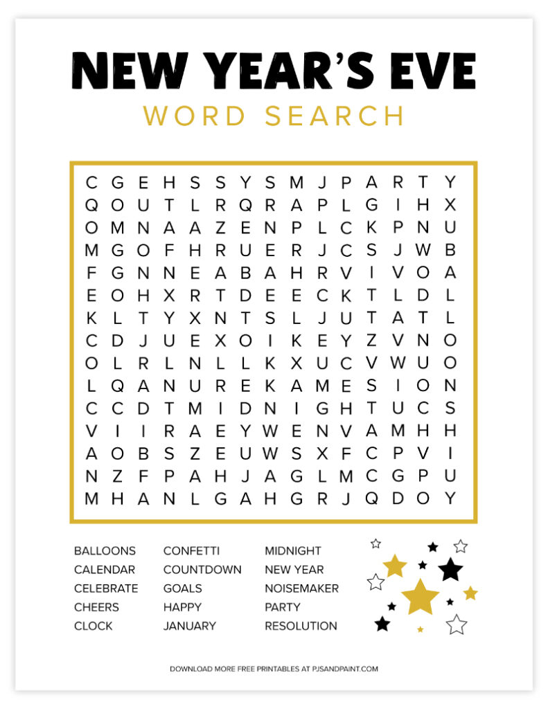 7 Free Printable New Year 39 s Games And Activities Pjs And Paint