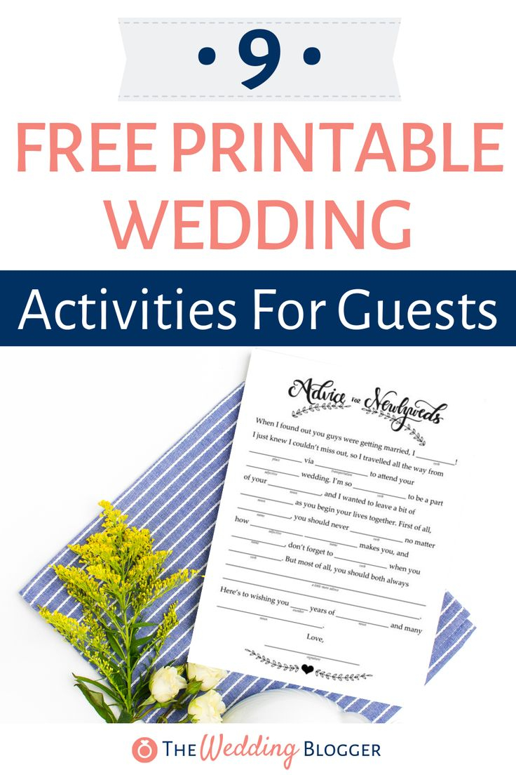 9 Free Printable Wedding Activities For Guests Free Wedding 