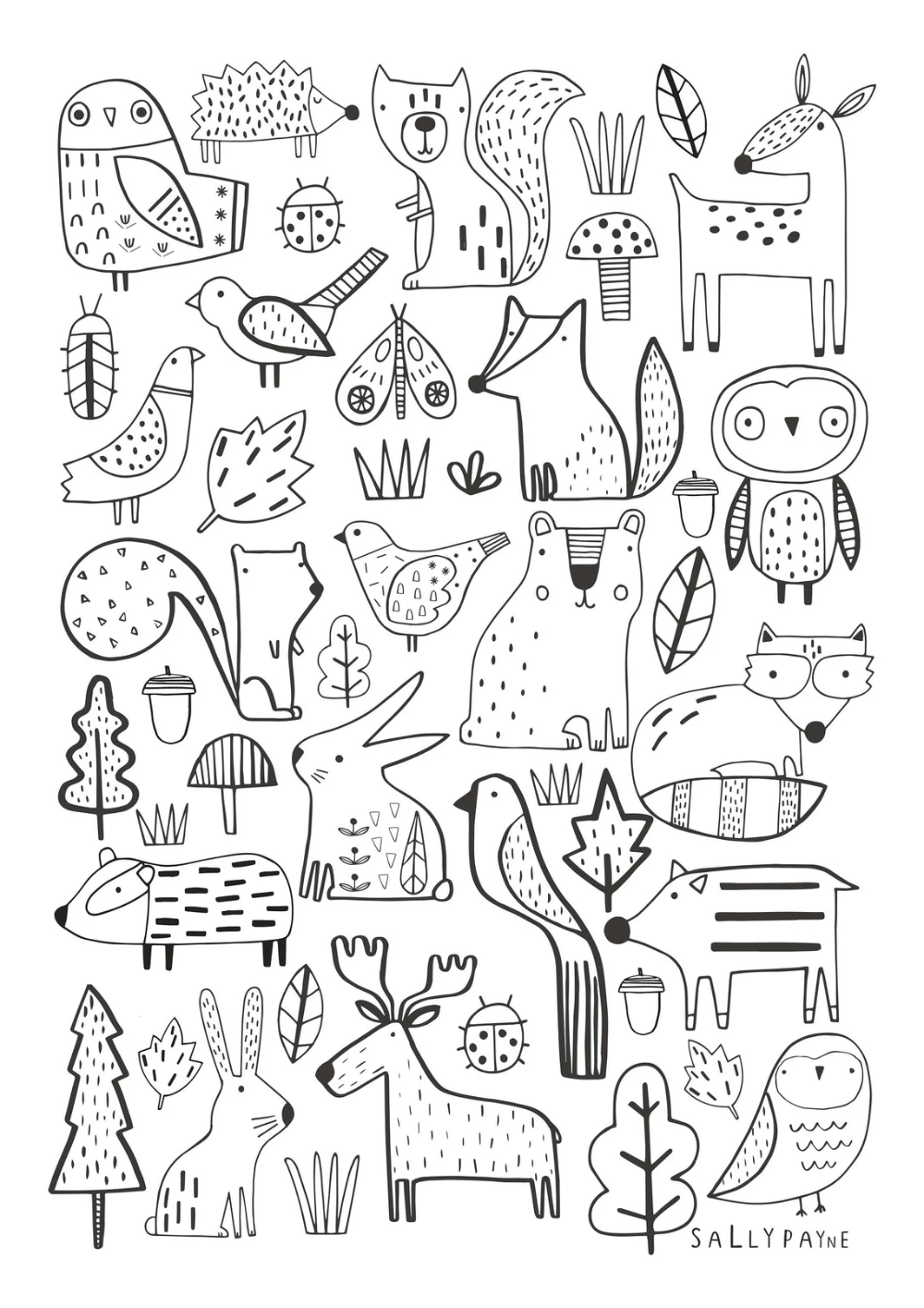 A4 Animal Colouring Page Coloring Page Childrens Colouring Etsy France Animal Coloring Pages 