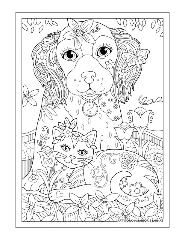 Adult Coloring Pages Cats Dogs Coloring Pages