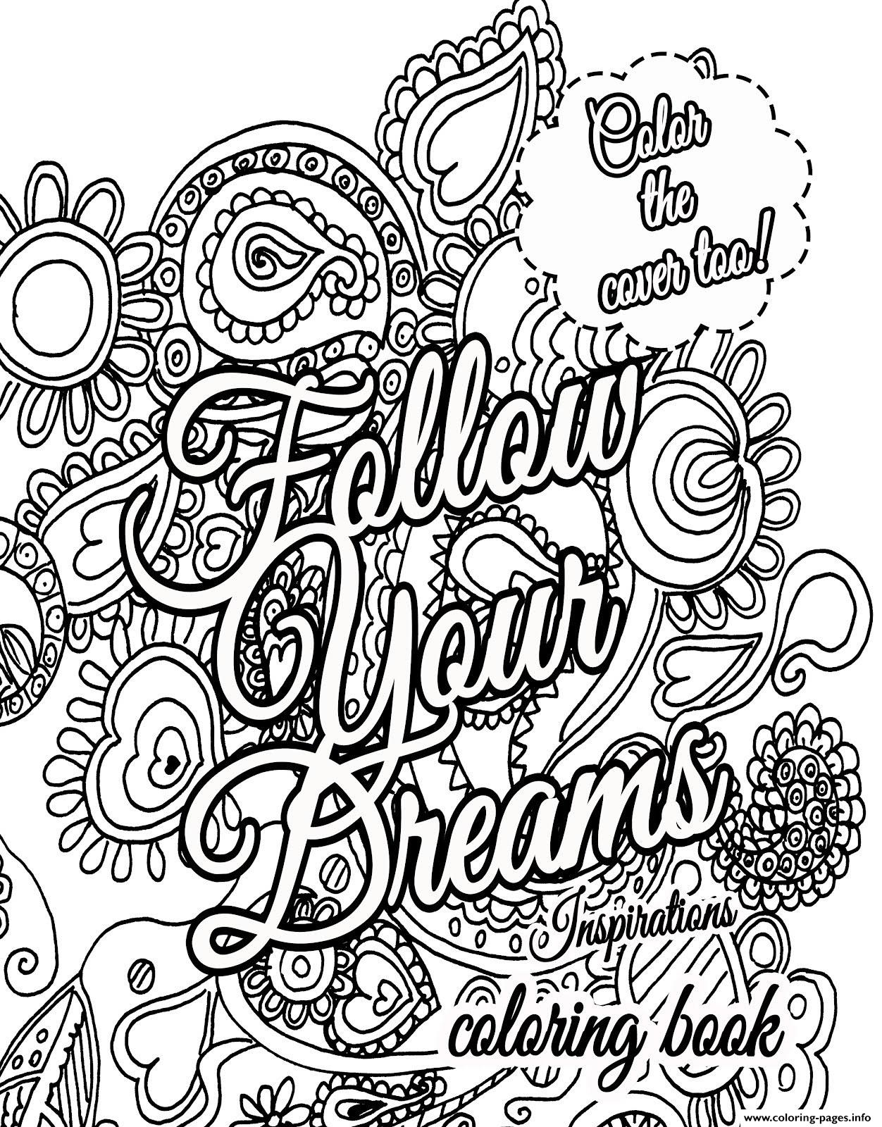 Advanced Quote About Dream For Adults Coloring Page Printable