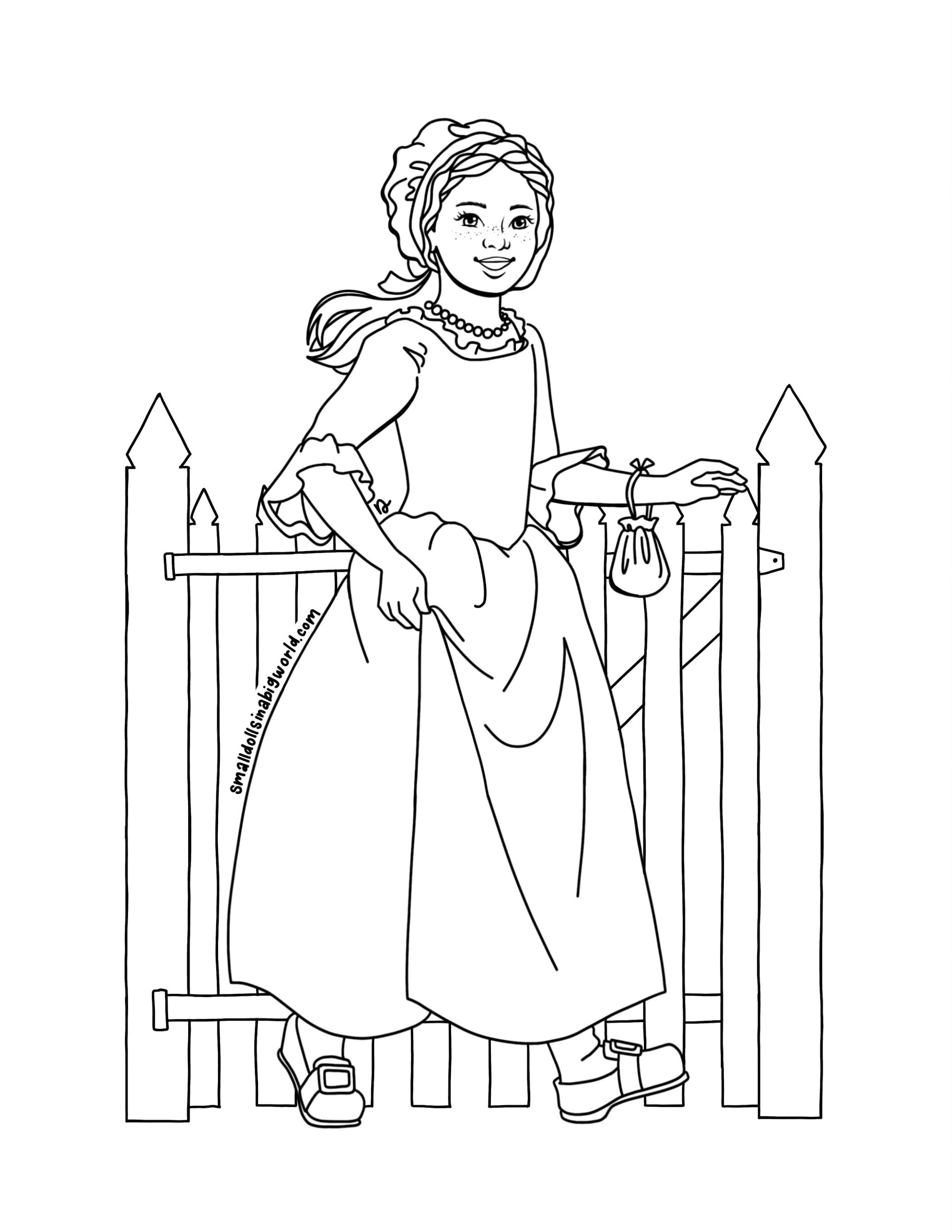 American Girl Doll Felicity Merriman Historical Character Coloring Page 