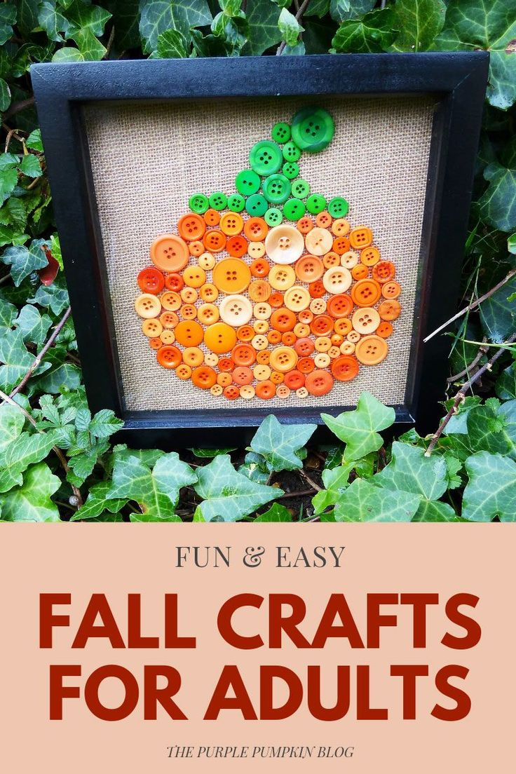 An Easy Fall Craft For Adults With Buttons On It And The Text Fun And 