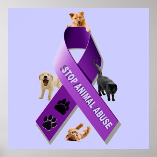 Animal Abuse Awareness Ribbon Stop Animal Abuse Poster Zazzle