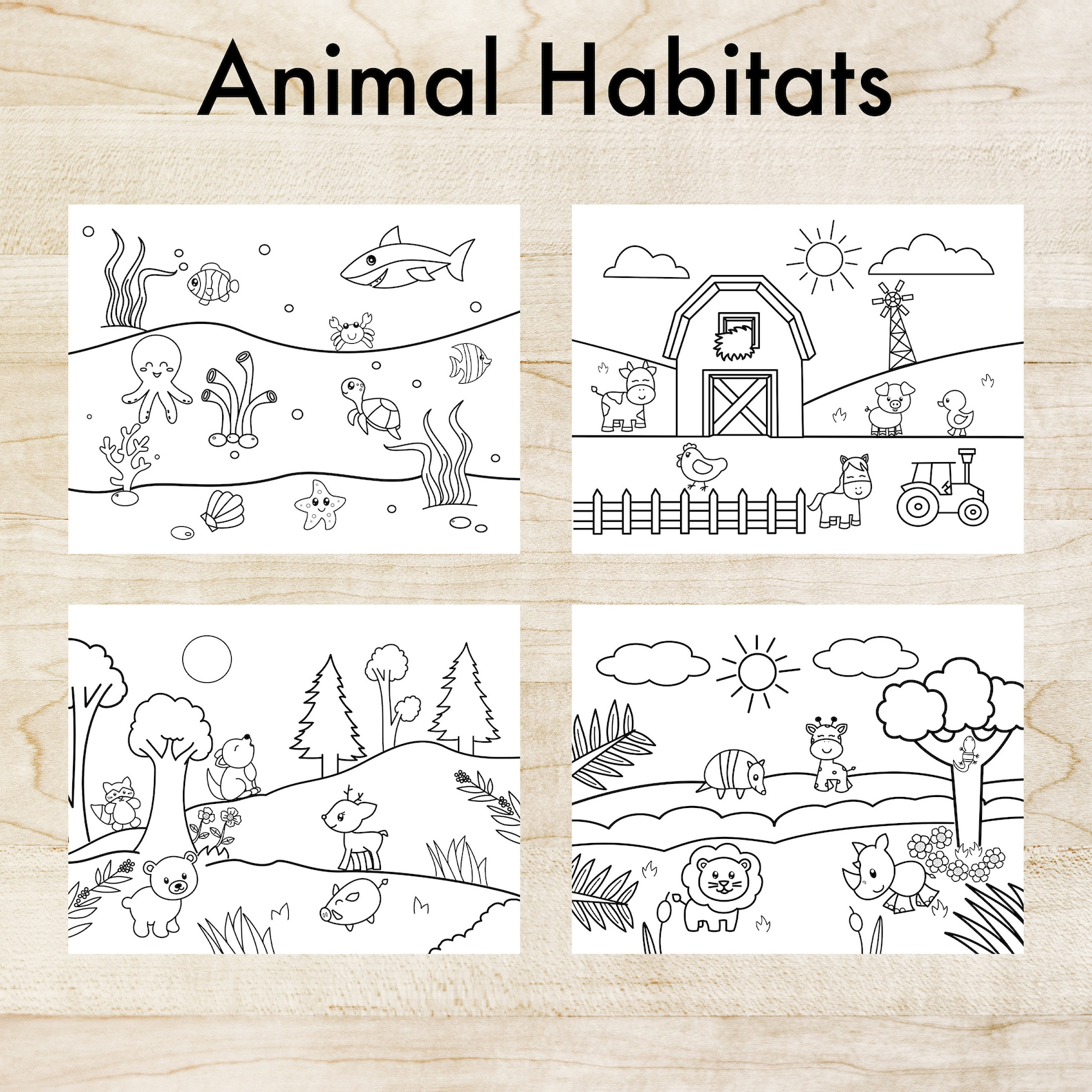 Animal Habitats Coloring Pages Printable For Toddlers And Kids 
