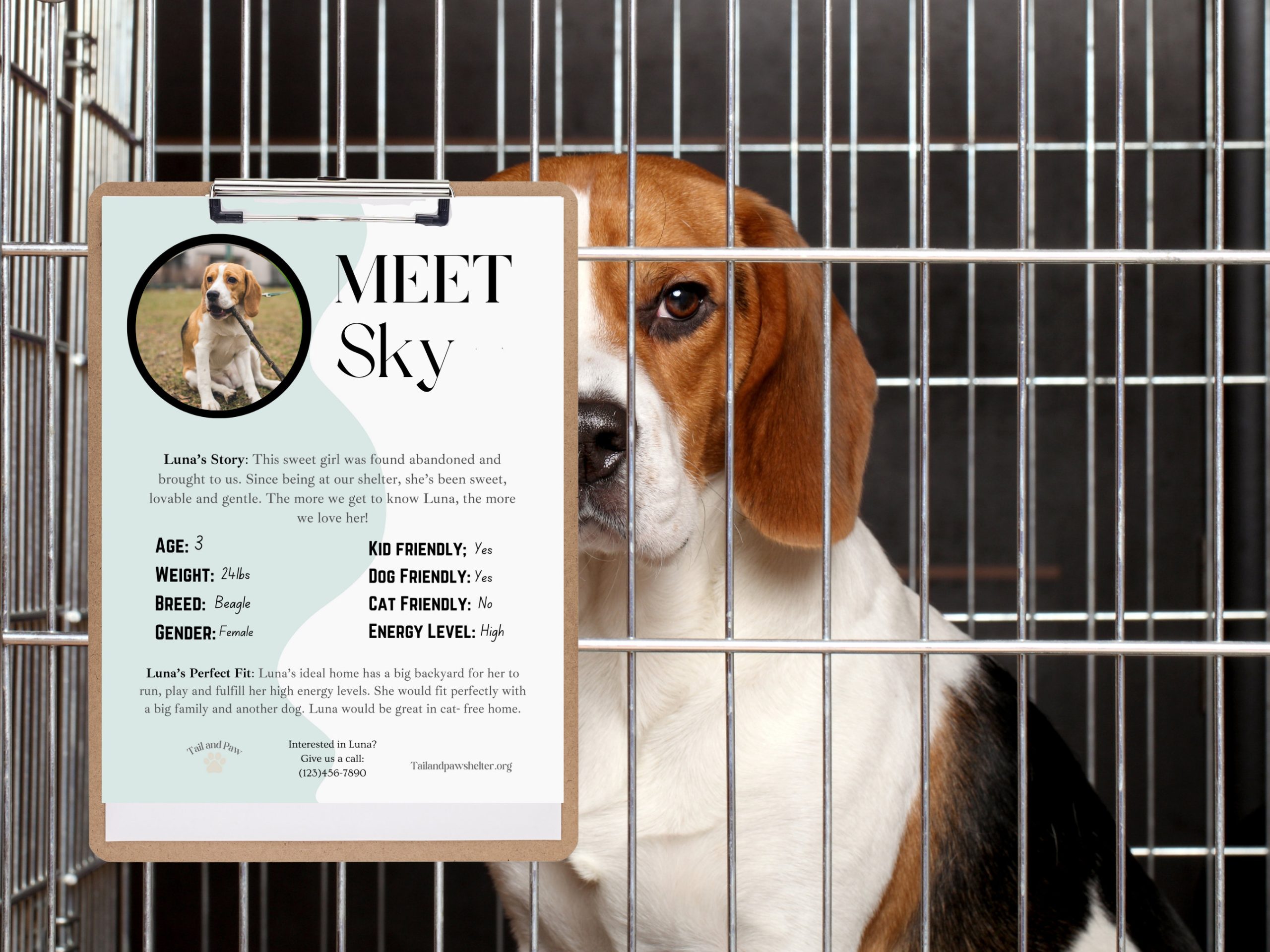 Animal Shelter Kennel Card Adoptable Pet Introduction Card Kennel 