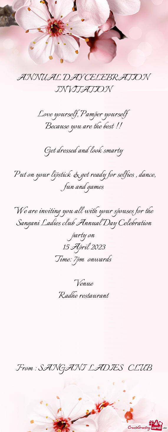 ANNUAL DAY CELEBRATION INVITATION Free Cards