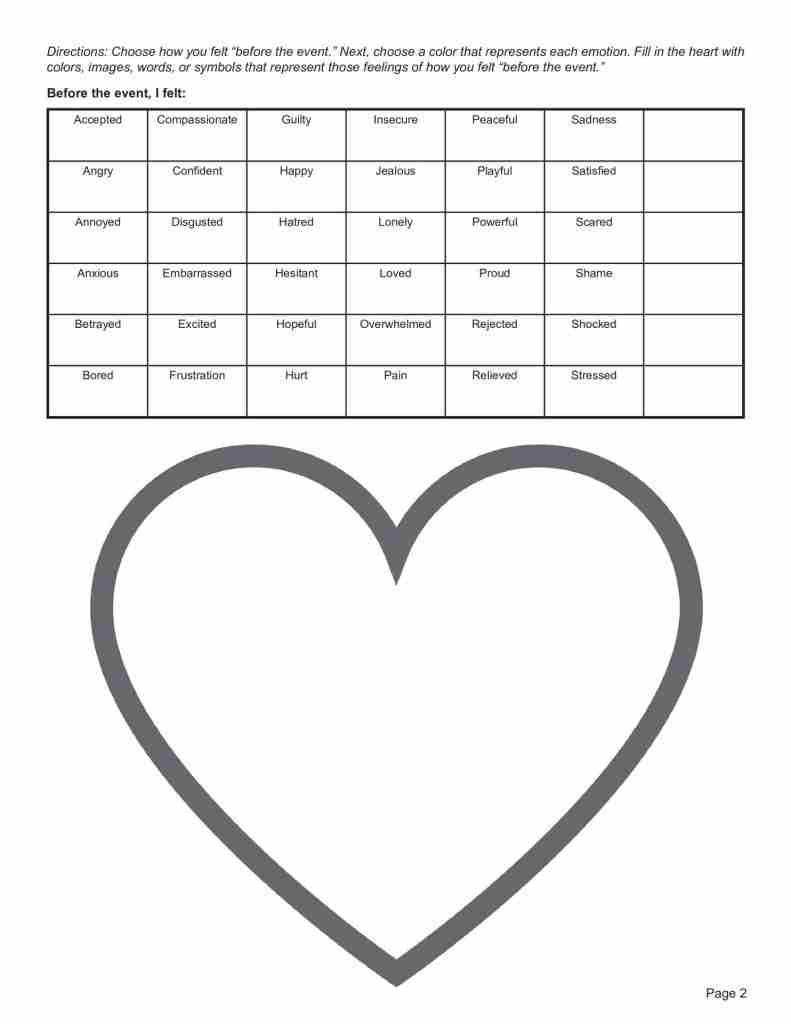 Art Therapy Color Your Feelings Before And After Event Worksheet