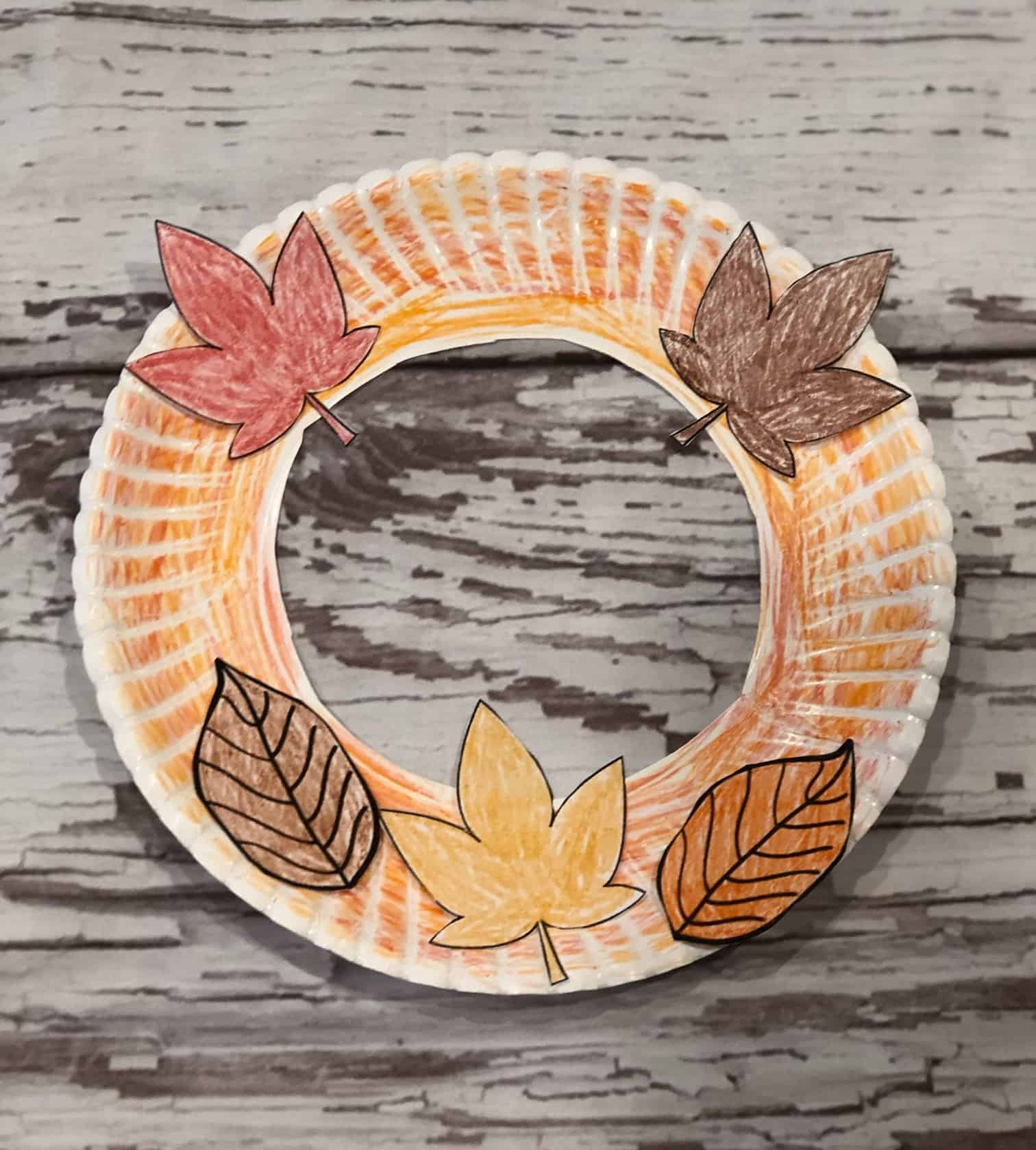 Autumn Wreath For Preschoolers with Printable Leaves For A No Mess Craft 
