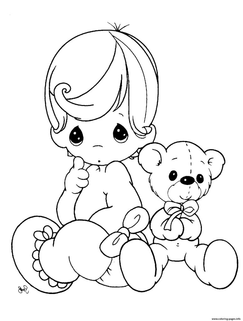 Baby Doll Teddy Bear Coloring Page Printable