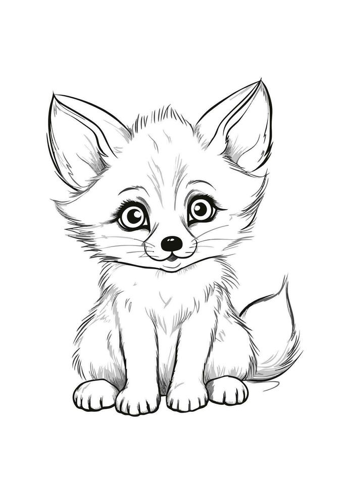 Baby Realistic Fox Coloring Pages