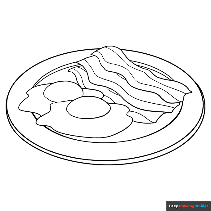 Bacon And Eggs Coloring Page Easy Drawing Guides