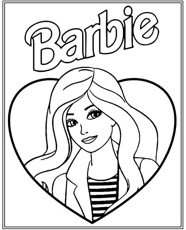 Barbie Coloring Sheet With Heart Barbie Coloring Pages Barbie 