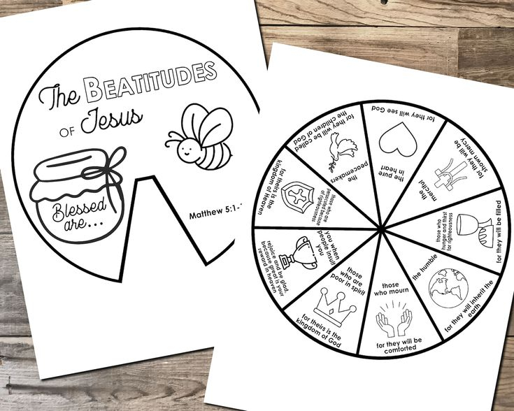 Beatitudes Coloring Wheel Printable Bible Verse Activity Watercolor 