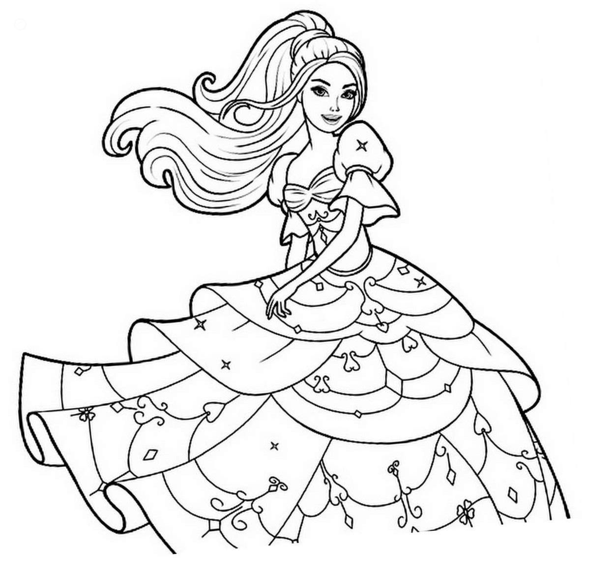 Beautiful Barbie Princess Coloring Page Free Printable Coloring Pages 