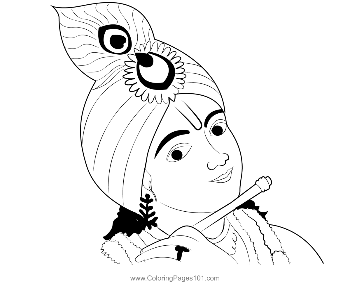 Beautiful Krishna Coloring Page For Kids Free Krishna Janmashtami Printable Coloring Pages 