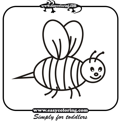 Bee Simple Coloring Animals Easy Coloring Animals For Toddlers