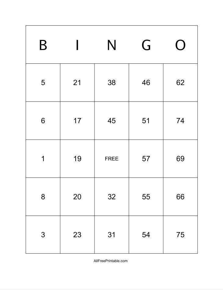 Bingo Cards Free Printable