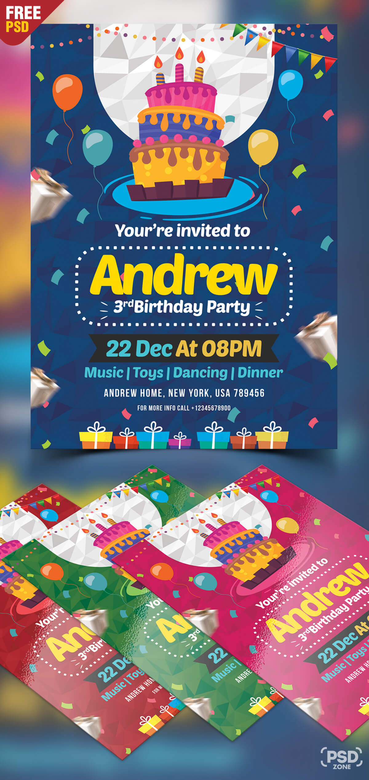 Birthday Invitation Card Design Free PSD PSD Zone