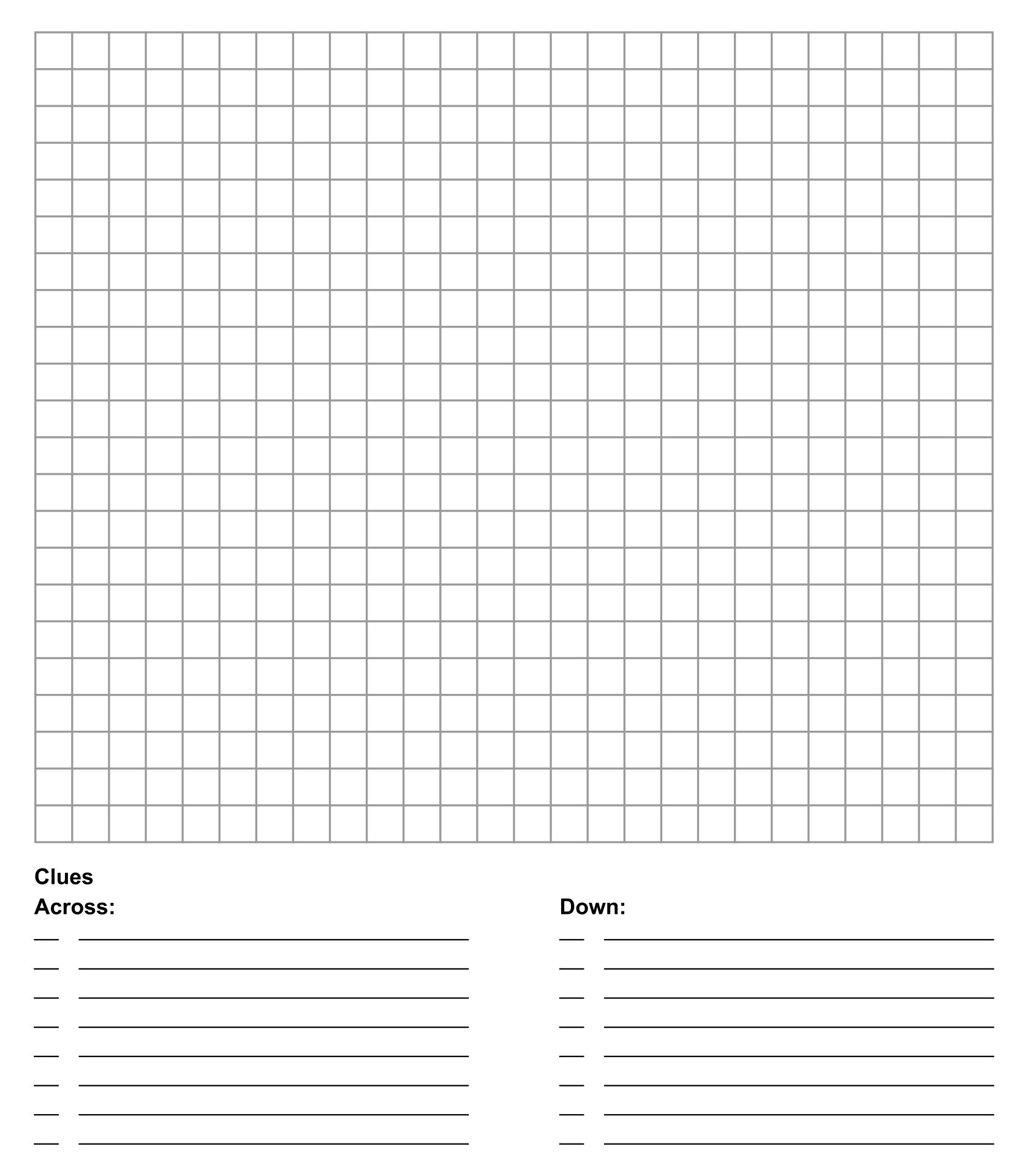 free printable crossword puzzle