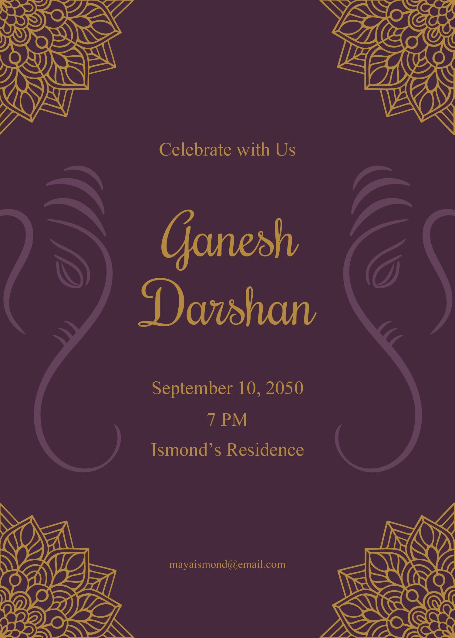 Blank Ganesha Invitation Template In PSD Illustrator Word Pages 