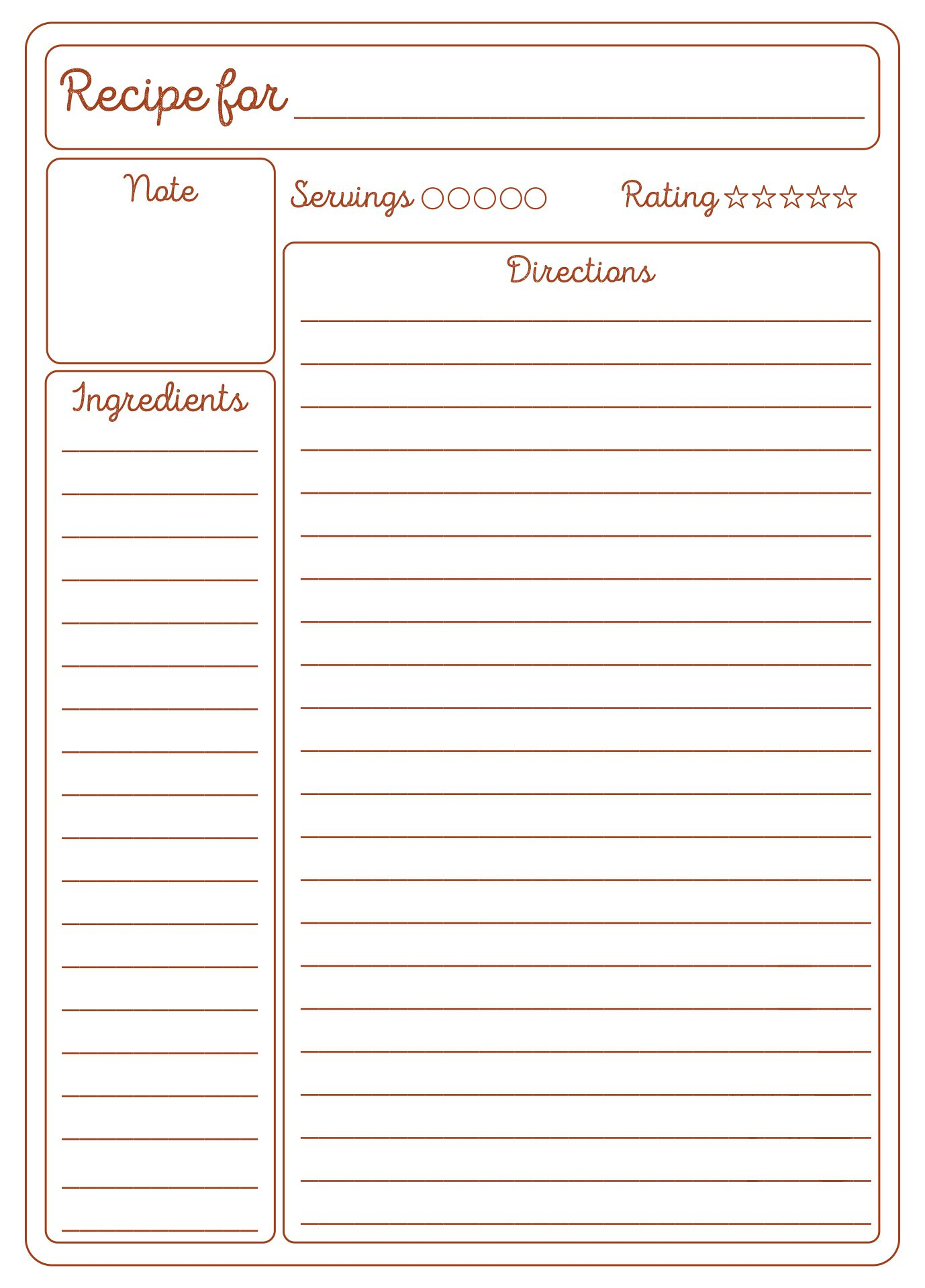 Blank Recipe Cards 10 Free PDF Printables Printablee