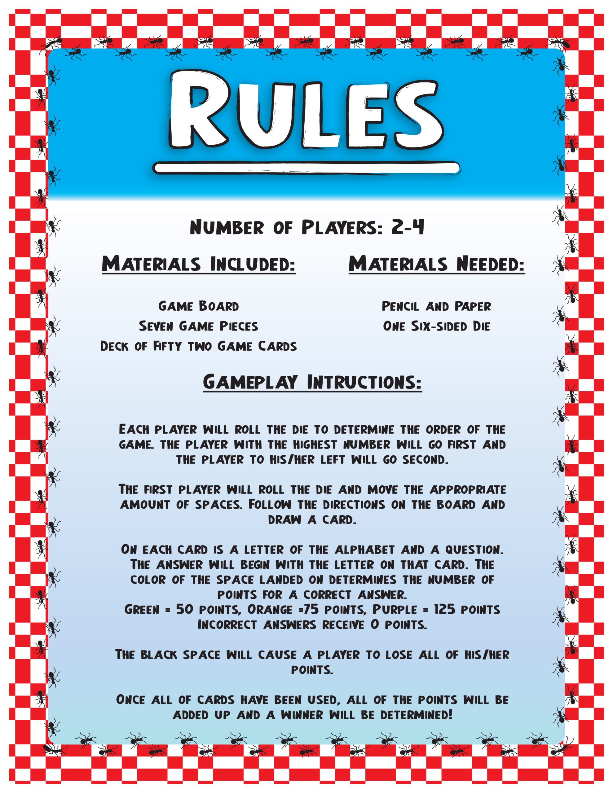 printable game rules template