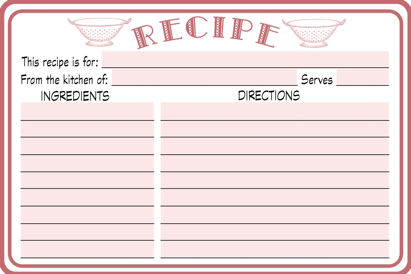 printable recipe cards
