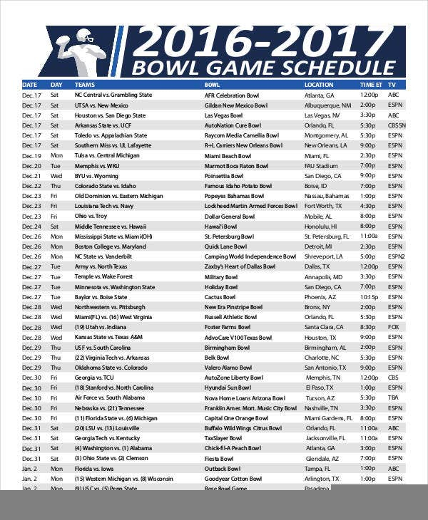 Bowl Schedule 2025 Printable Rebecca A Lund