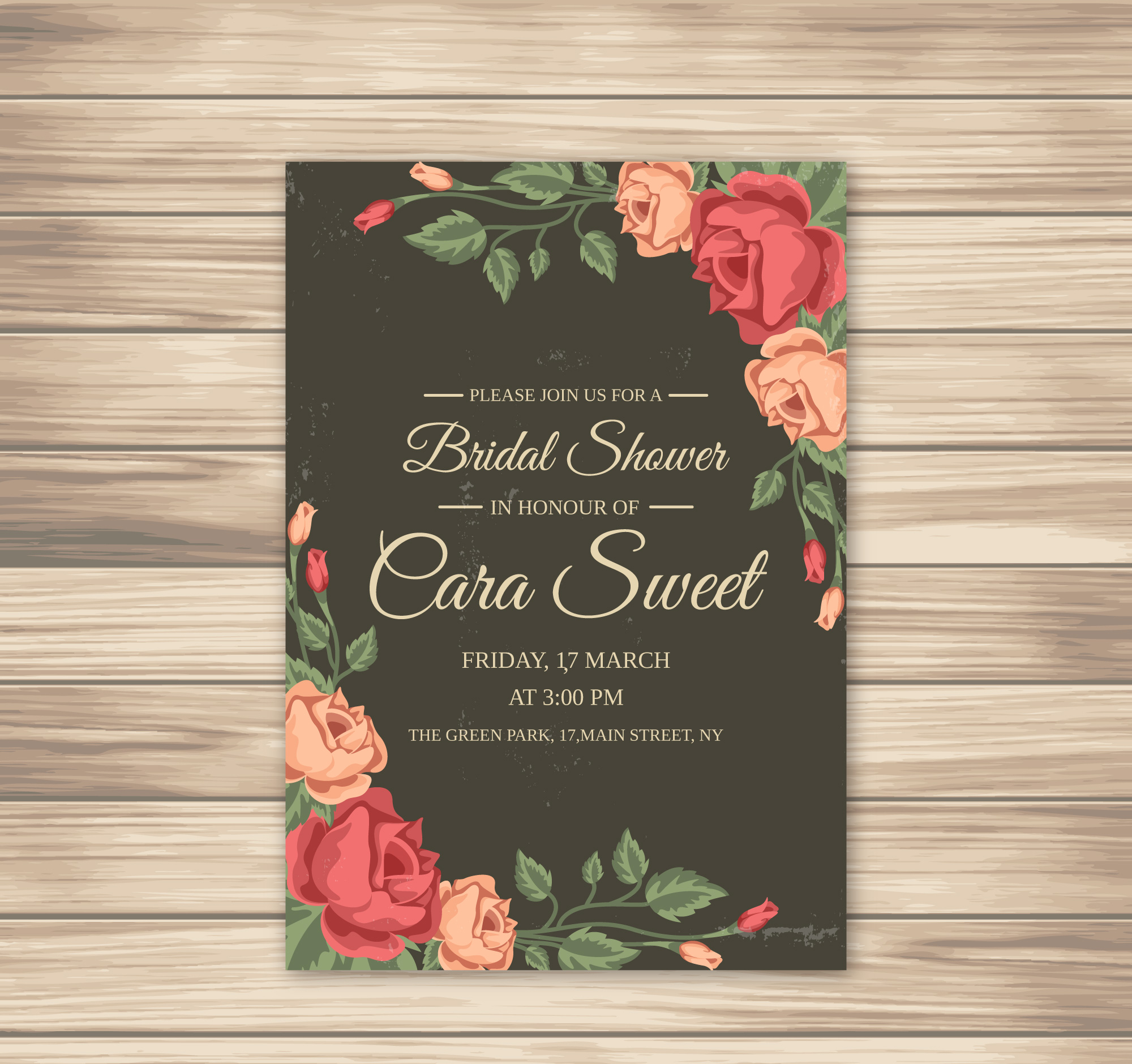 Bridal Shower Invitation Card Template