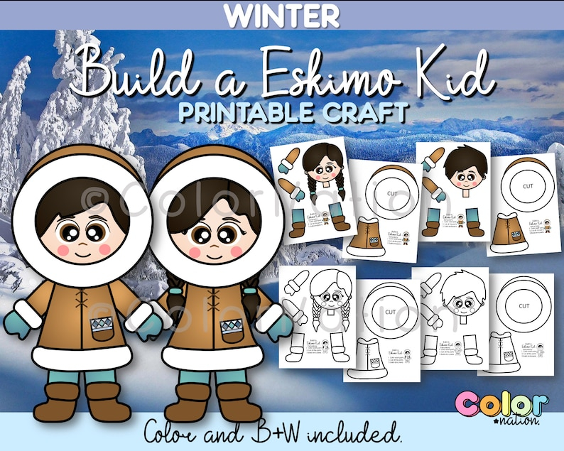 Build A Eskimo Kid Craft Winter Craft Arctic Activity Inuit Etsy
