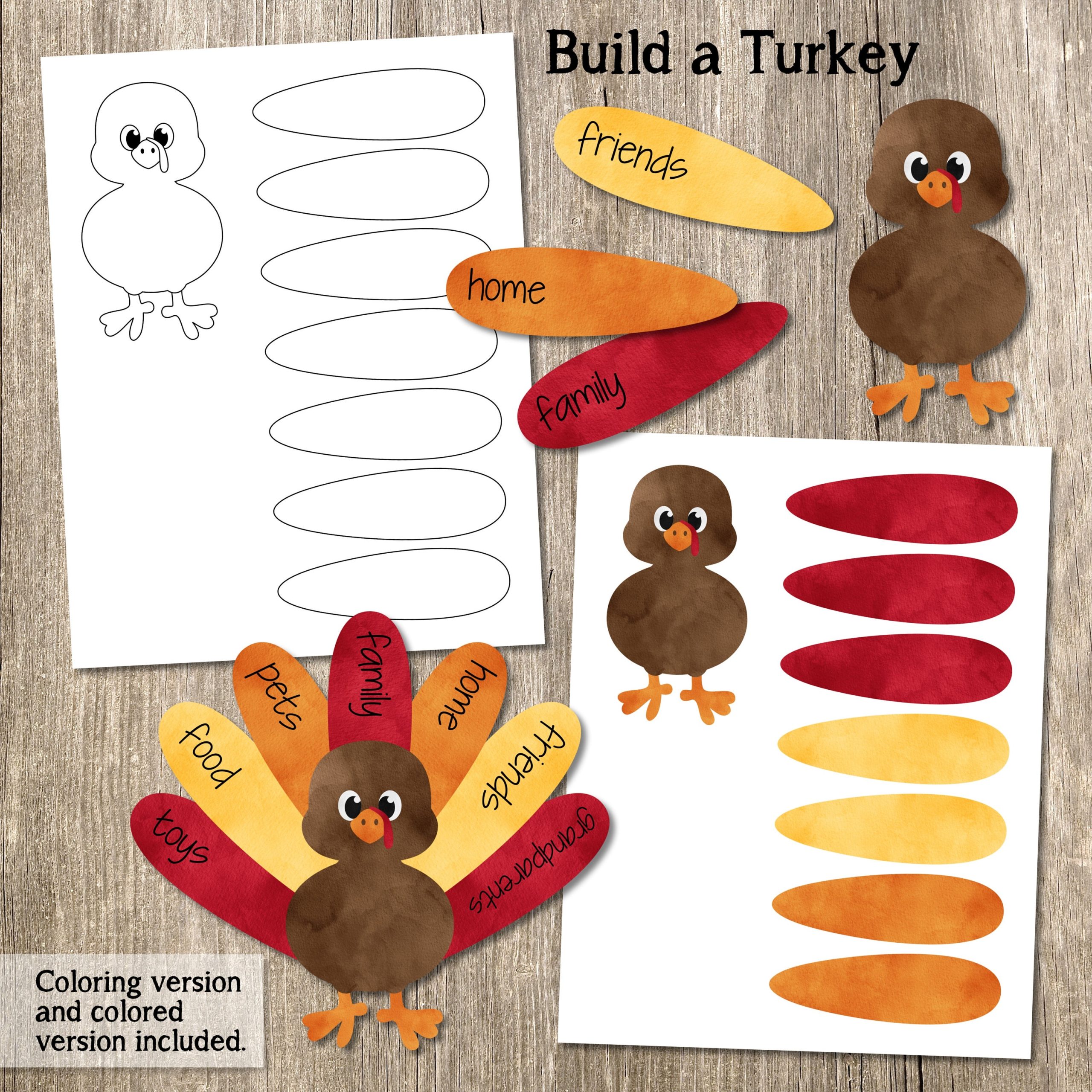Build A Turkey Kid 39 s Craft Printable Thanksgiving Craft Etsy UK