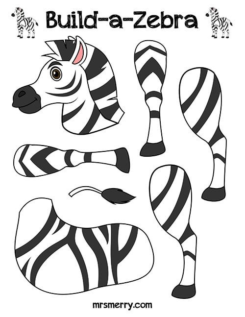 Build A Zebra A Free Kids Printable Mrs Merry Printables Kids 