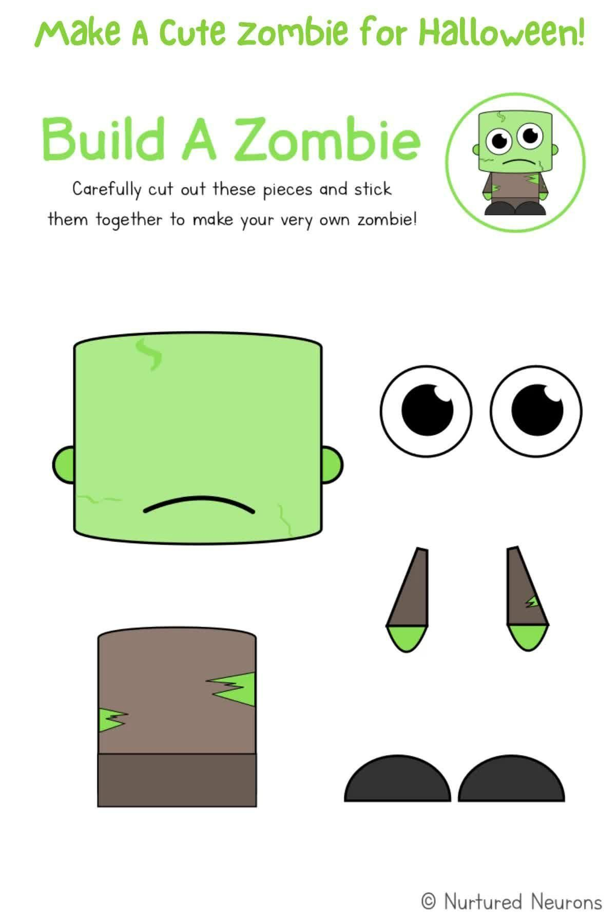 Build A Zombie Craft Preschool Halloween Printable Nurtured Neurons 