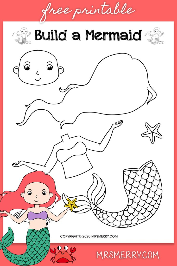Build Your Own Mermaid Free Mermaid Printables Mrs Merry Little 