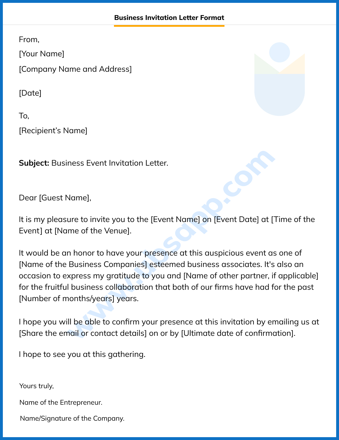 Business Event Invitation Letter Format Meaning Tips Examples And 